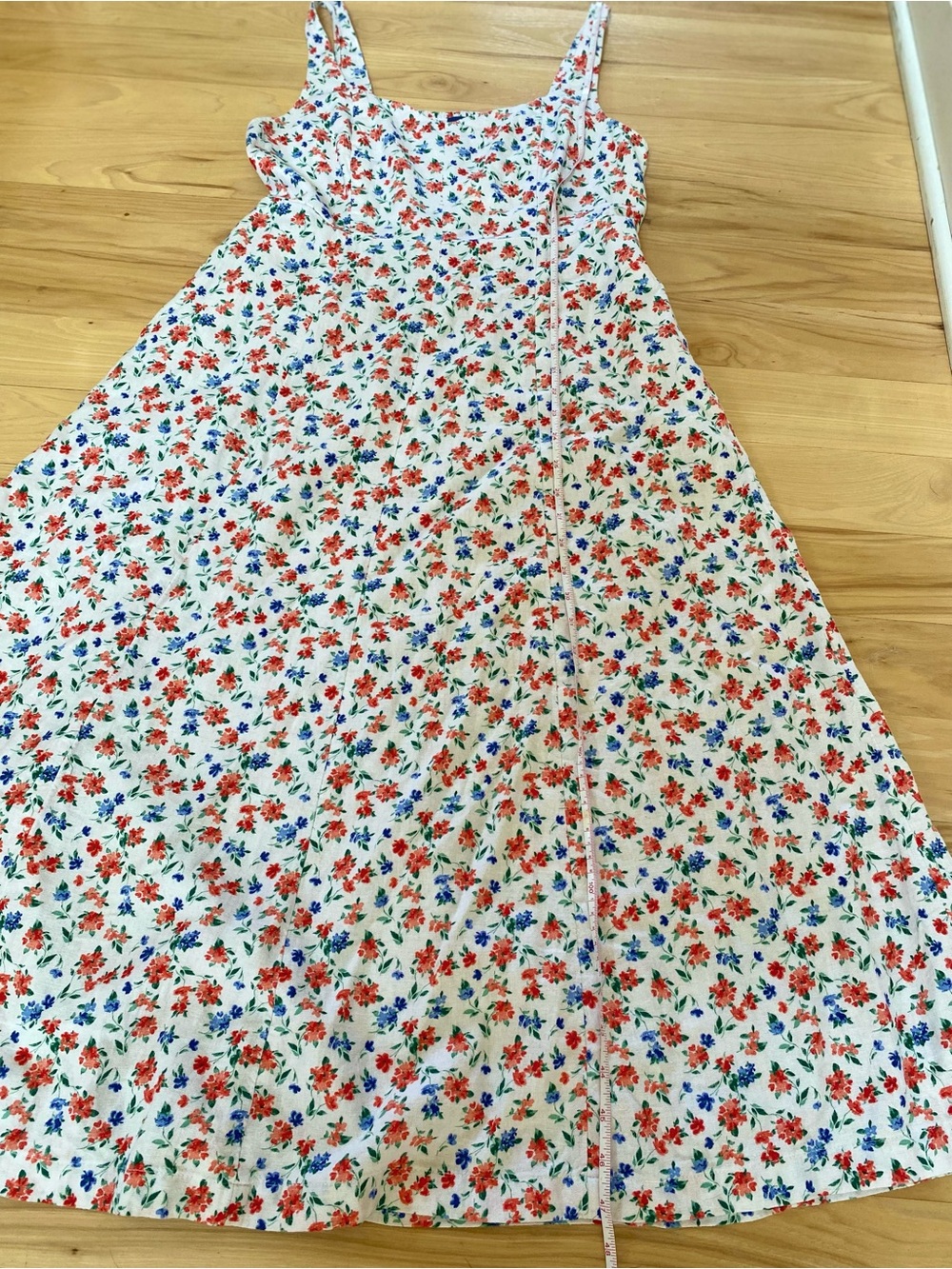 Old Navy Dress Floral Linen Blend Midi Dress Medium Garden Party Dress - Picture 8 of 10